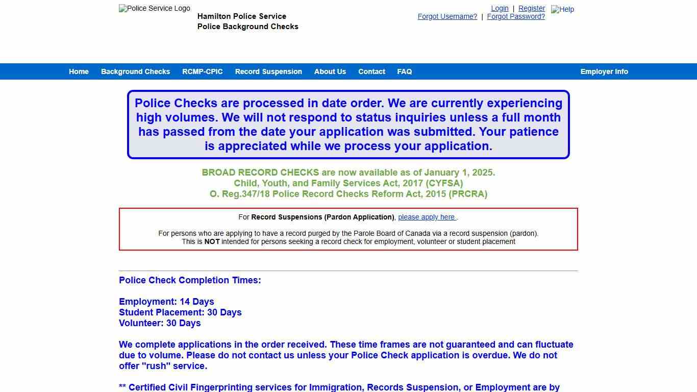 Police Background Checks :: Hamilton Police Service :: Consumer :: Home